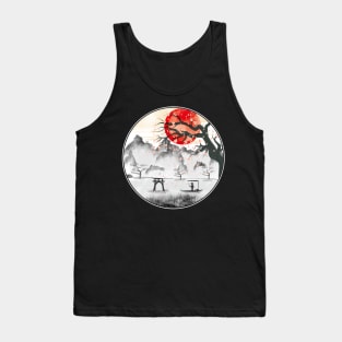 Ancient Japanese Graphic Art Cherry Blossom woodblock Tank Top